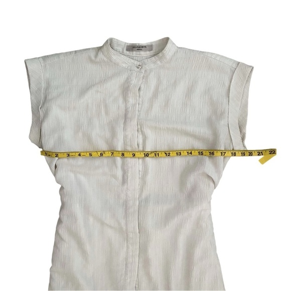 AllSaints Women's White Meda Textured Shirt Dress Size S Adjustable Tie Button - Picture 6 of 7